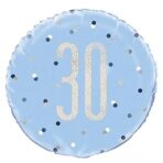 Unique Party 83358-18" Foil Glitz Blue & Silver 30th Birthday Balloon - Image 2