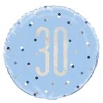 Unique Party 83358-18" Foil Glitz Blue & Silver 30th Birthday Balloon - Image 3