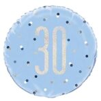 Unique Party 83358-18" Foil Glitz Blue & Silver 30th Birthday Balloon - Image 5