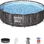 Bestway Steel Pro Max, Above Ground Swimming Pool with Filter, Rattan Print, 14ft