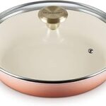 Le Creuset Enameled Cast Iron Signature Round Braiser with Glass Lid, 2.25 qt., Peche with Light Gold Knob