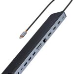 Baseus Laptop Docking Station Dual HDMI USB C Hub Triple Monitor Dock Multiport Adapter With 2 4k HDMI PD Ethernet TF/SD Card Reader 3.5MM For Macbook Pro/Dell/HP/Surface