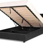 Ottoman Storage Faux Leather King Size Bed Frame (5ft) Bounce Sprung Slats Base (Black, 5ft)