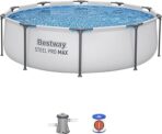 Bestway MAX Steel Pro Round Frame Swimming Pool with Filter Pump, Grey, 10 ft, Multicolour - Image 3