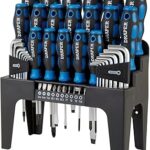 Draper 44 Piece Precision Screwdriver Hex Key and Bit Set | Soft Grip Drivers Hand Tools | DIY and Professional Kit | Tool Stand | Magnetic Tips | 81294