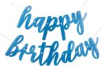 Blue Glitz Happy Birthday Script Prismatic Foil Jointed Banner (83cm) - Perfect Party Decor for Birthday, & Celebrations - 2 Pc - Image 3