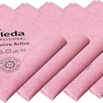 Vileda Professional, Baize PurMicro Active, Red, 5u, Microfibre cloths, PUR‑Coated, Smooth surfaces, Streak‑Free on Glass & Stainless Steel, Ultra‑Absorbent, 38x35cm