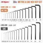 30pc SAE & Metric Hex Allen Key Wrench Set. Includes Sizes From 0.035” Up To 10mm. In a Slim Folding Case - Image 7