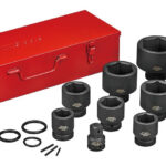 1" Impact Cr-Mo socket set with case DIN 36-80mm