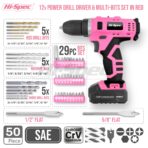 50pc Pink 12V Cordless Power Drill Driver and Drill Bit Set in a Portable Carry Case - Image 3