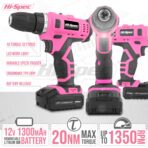 50pc Pink 12V Cordless Power Drill Driver and Drill Bit Set in a Portable Carry Case - Image 2