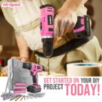 50pc Pink 12V Cordless Power Drill Driver and Drill Bit Set in a Portable Carry Case - Image 6