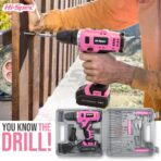 50pc Pink 12V Cordless Power Drill Driver and Drill Bit Set in a Portable Carry Case - Image 4