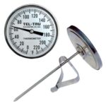 3in Dial Thermometer, Back Connected, -40/160F, Recal Nut, 5in Stem