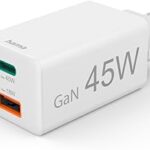 Hama Fast Charger USB (Multiple Charger, USBC, USBA, Mobile Phone Tablet Laptop, Universal Charger, Mains Plug, Quick Charge, Power Delivery/Quick Charge 3.0, GaN Charger, 45 W)